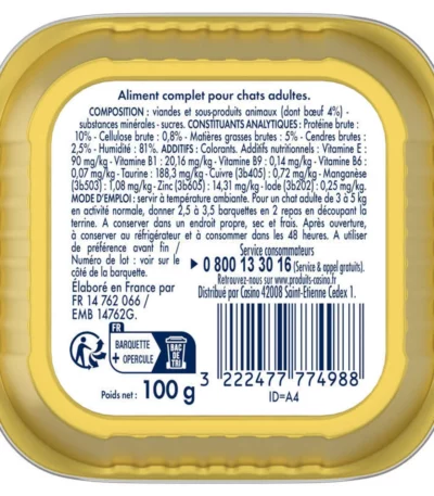 Casino Animaplus pâtée chats boeuf - 100 gr