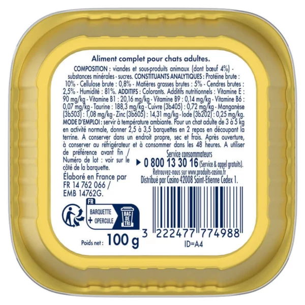 Casino Animaplus pâtée chats boeuf - 100 gr