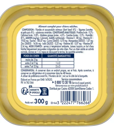 Casino Animaplus terrine chien boeuf/légumes - 300 gr