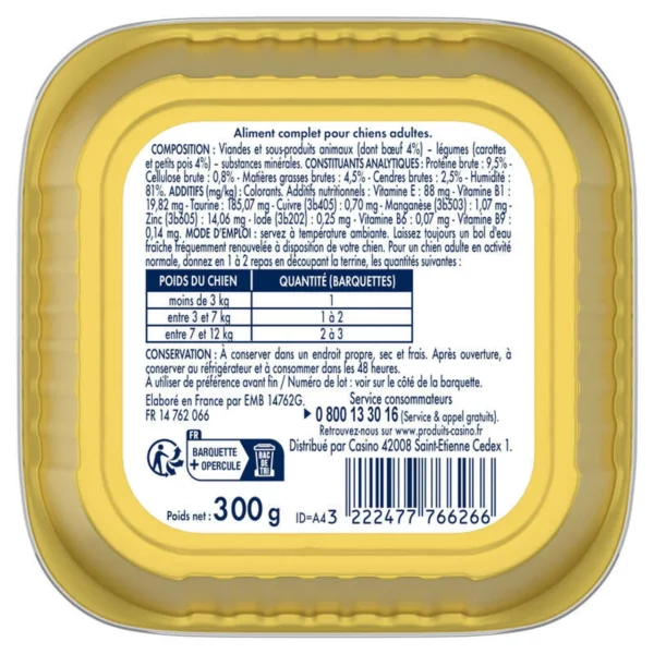 Casino Animaplus terrine chien boeuf/légumes - 300 gr