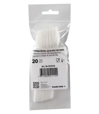 Couteau plast. blanc 16.3cm 20 pcs