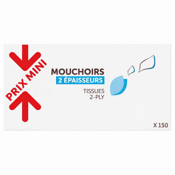 Mouchoirs 2 épaisseurs Prix Mini - x150