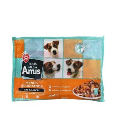 Pochons chien Sauce Viandes – Tous Mes Amis – 4x100 gr