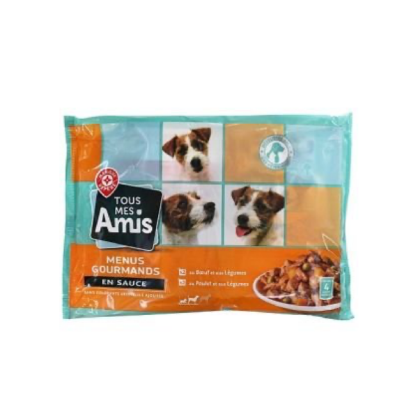 Pochons chien Sauce Viandes – Tous Mes Amis – 4x100 gr