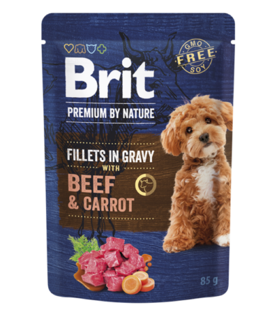 Filets de viande chien Brit Premium au bœuf&carottes - 85 gr
