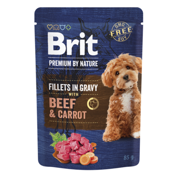 Filets de viande chien Brit Premium au bœuf&carottes - 85 gr