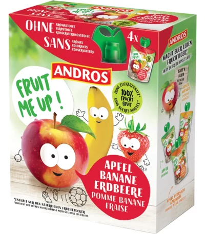 Andros compote Fruit Me Up pomme, banane et fraise - 4x90 gr