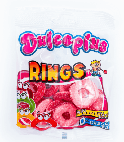 Dulceplus Rings fraise acide - 100g & Pack de 12