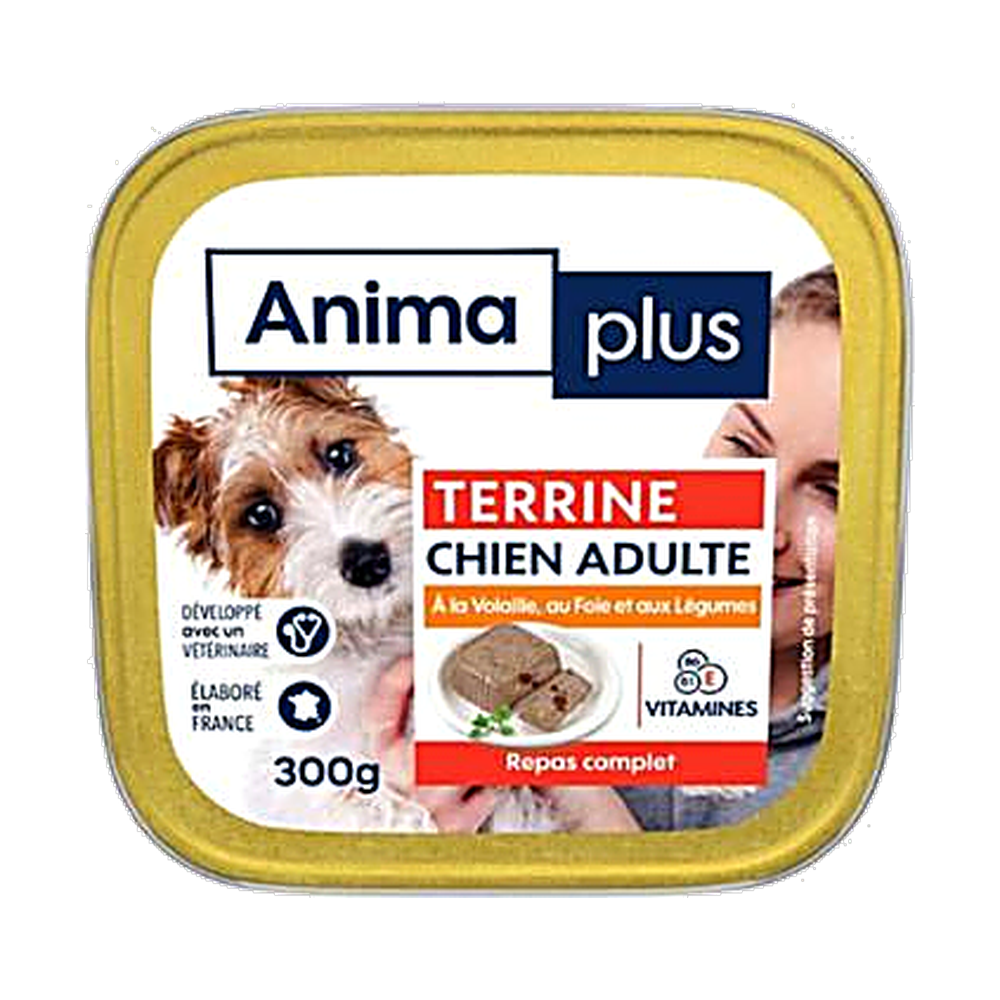 anima-plus-terrine-chien_1000_transparent Anima Plus Terrine chien adulte volaille, foie et légumes 300 g – Image 1