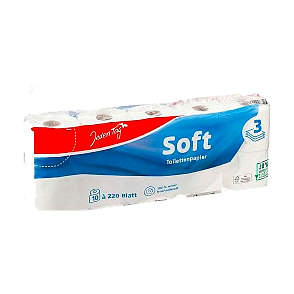 jt-papier-wc_1000_blanc JT Soft Papier toilette 3 couches, 10 x 220 feuilles – Image 1