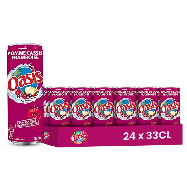 Oasis Pomme Cassis Framboise – Pack de 24 Canettes 24x33