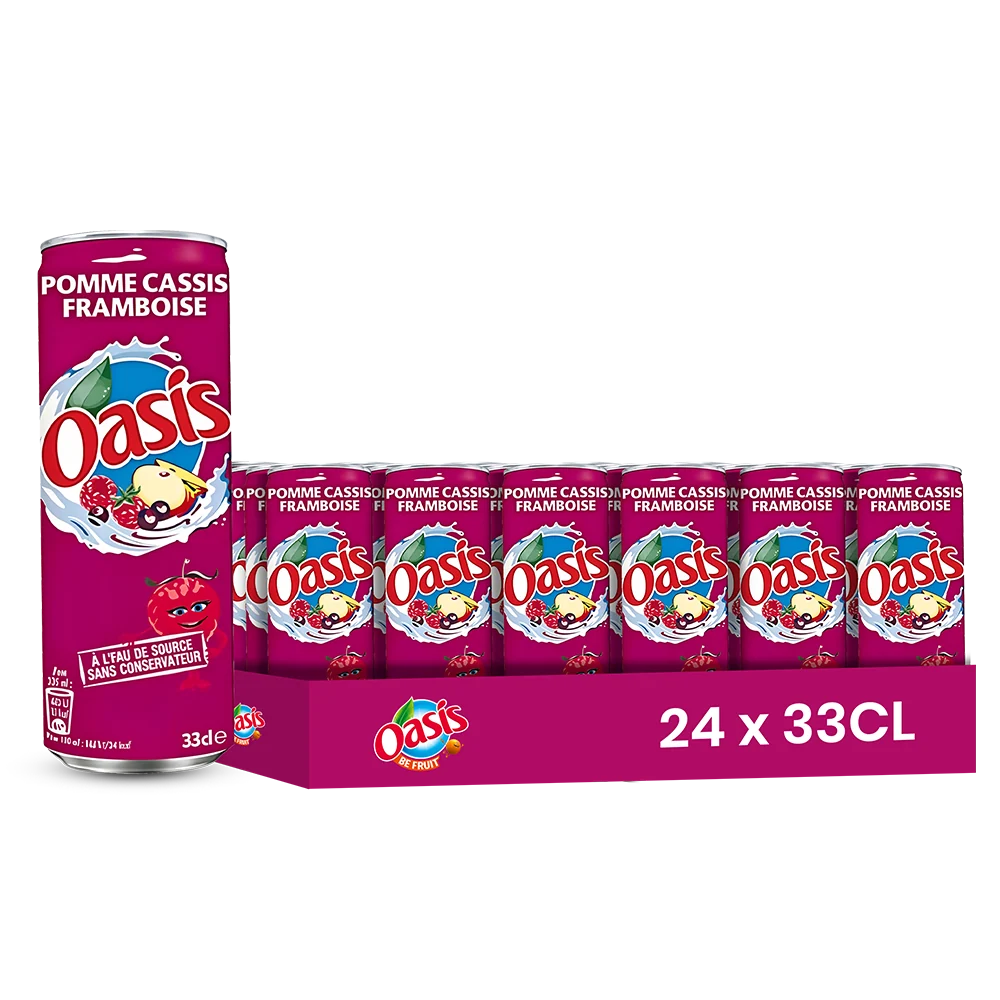 2_c21a699e-6896-42f9-a76d-624d8ea9aa16 Oasis Pomme Cassis Framboise – Pack de 24 Canettes 24x33 – Image 1