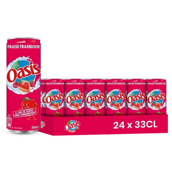 Oasis Fraise Framboise – Pack de 24 Canettes 24x33