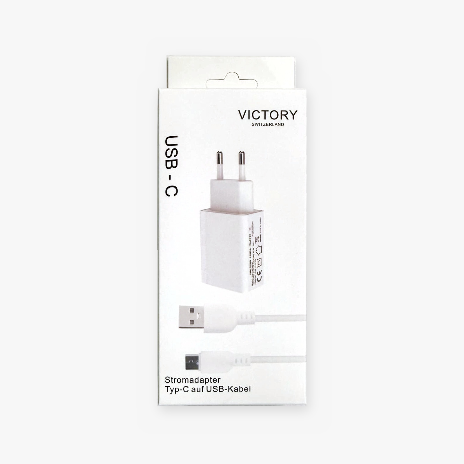 01_chargeur_usb_c_avec_cable_face Chargeur secteur VICTORY 5 W avec câble USB-A vers USB-C – Image 1