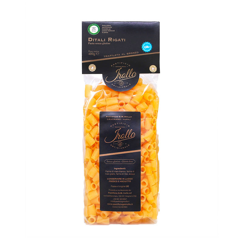 ditali-rigati.jpg Pâtes ditali rigati sans gluten Irollo - 400g – Image 1