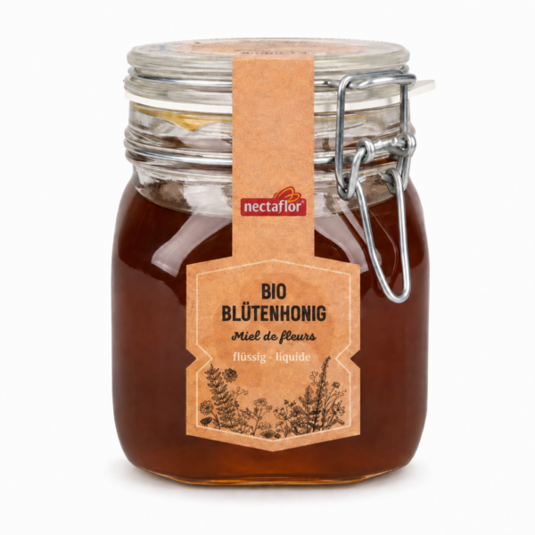 Nectaflor Miel de fleurs bio liquide – bocal de 1 kg