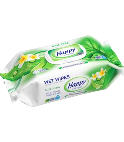 Happy lingettes humides Aloe Vera – 102 pièces