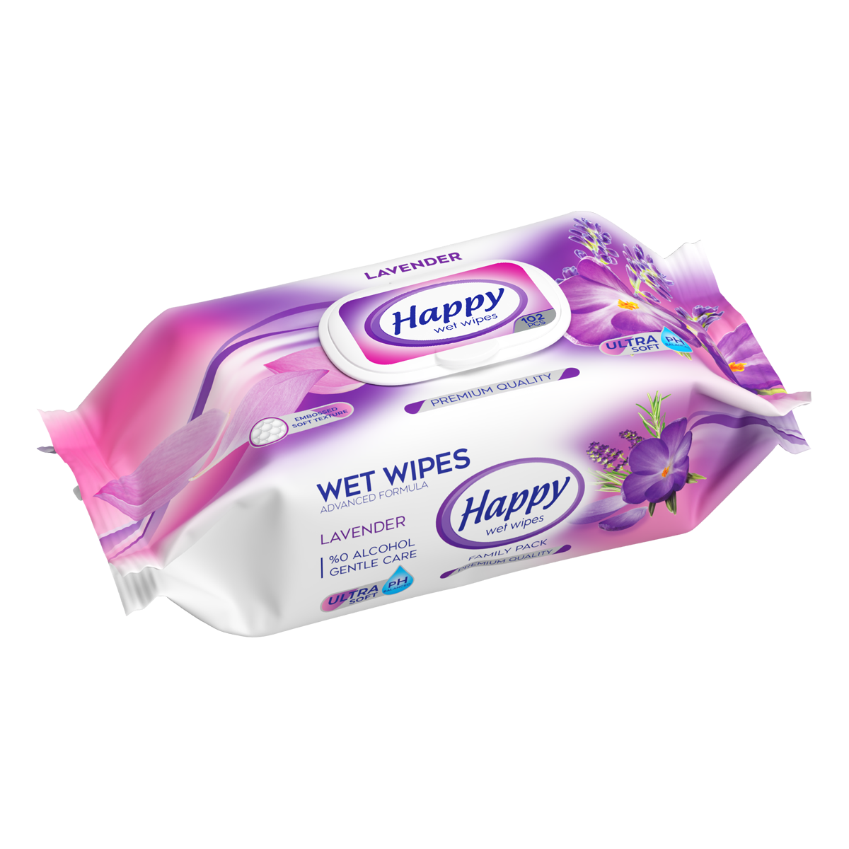 HappyLavender102pcs.webp Happy lingettes humides Lavande – 102 pièces – Image 1