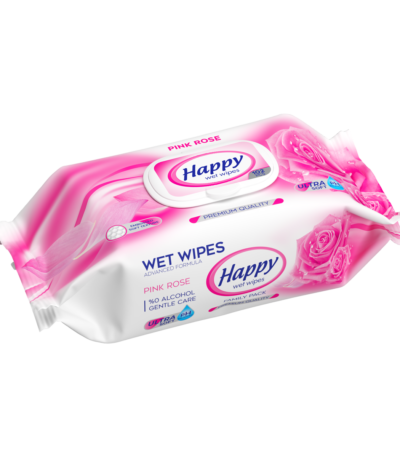Happy lingettes humides Rose – 102 pièces