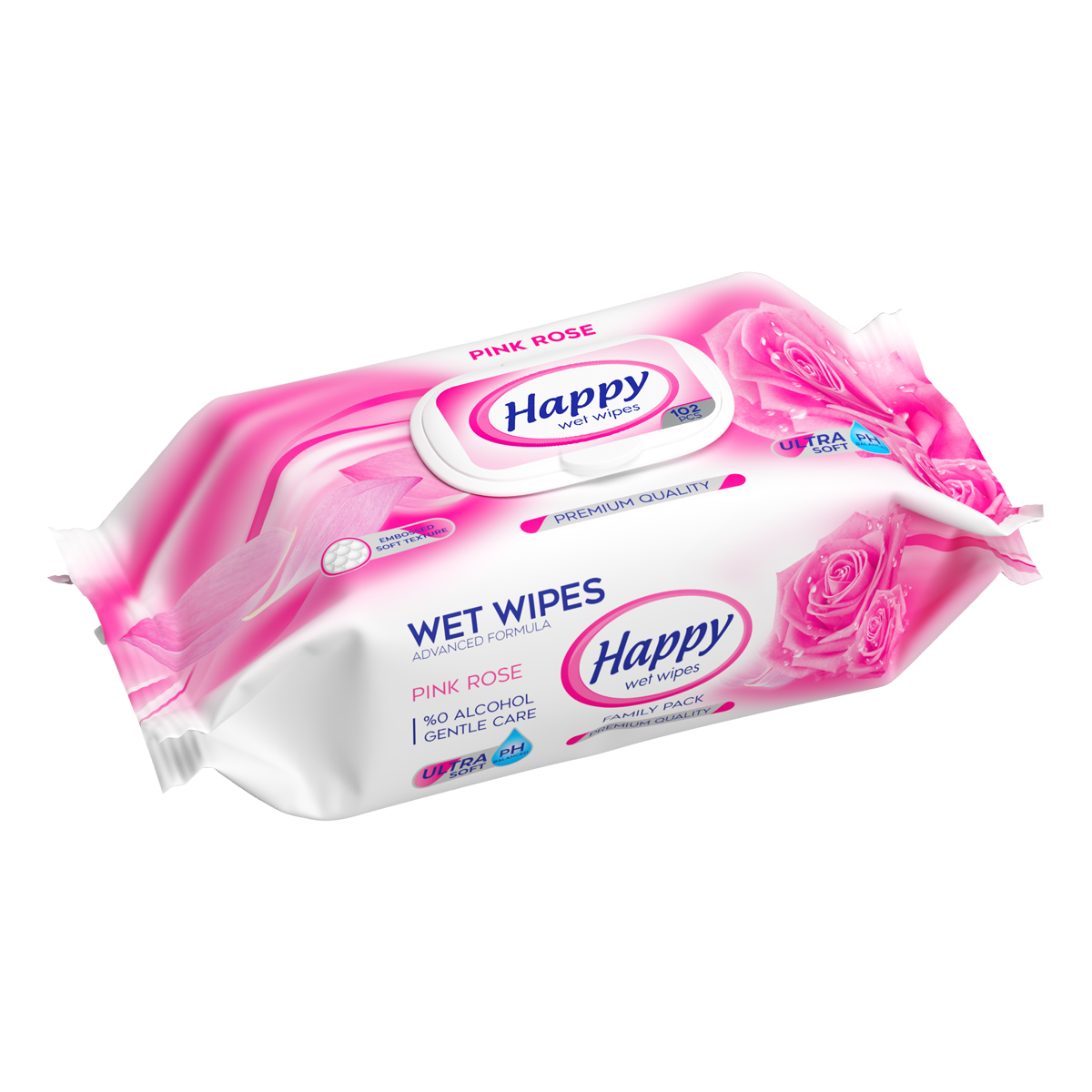 HappyPinkRose102pcs.webp Happy lingettes humides Rose – 102 pièces – Image 1