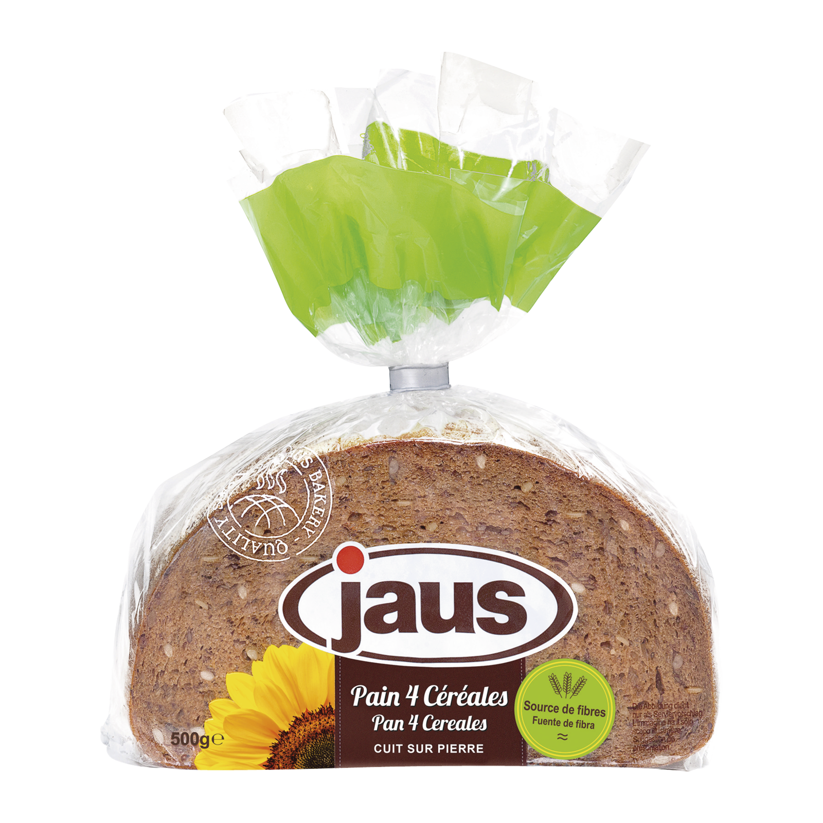 Jaus pain aux 4 céréales tranché – 500 g Jaus pain aux 4 céréales tranché – 500 g